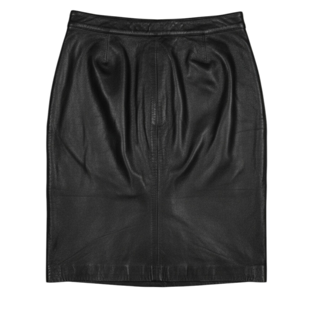 URCHIN Soft GENUINE LEATHER Black POCKET Zip Side PENCIL/STRAIGHT SKIRT Sz 6